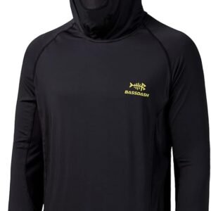 เสื้อตกปลาแขนยาว BASSDASH UPF 50+ สำหรับผู้ชาย พร้อมหน้ากาก ปลอกคอกันยูวี และฮู้ด