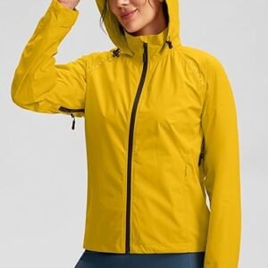 เสื้อกันฝนสำหรับปั่นจักรยานสำหรับผู้หญิง Bikewa เสื้อแจ็คเก็ตกันลมกันน้ำ น้ำหนักเบา เสื้อแจ็คเก็ตสะท้อนแสงกันลมสำหรับวิ่ง ฮู้ดพับได้